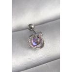 Uslucan Alışveriş 316L Çelik Gümüş Renk Mor Mineli Kalp Zirkon Taş Detay Tragus Piercing