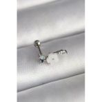 Uslucan Alışveriş 316L Çelik Gümüş Renk Zirkon Taş Detay Beyaz Çiçek Model Tragus Piercing