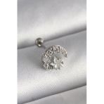 Uslucan Alışveriş 316L Çelik Gümüş Renk Zirkon Taşlı Ay Yıldız Tragus Piercing