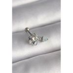 Uslucan Alışveriş 316L Çelik Gümüş Renk Zirkon Taşlı Sallantı Kalp Detay Tragus Piercing