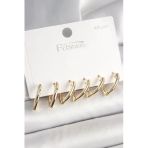Uslucan Alışveriş 925 Ayar Gümüş Çivi Pirinç Gold Renk Üçgen Model Kadın Küpe Seti