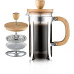 Uslucan Alışveriş Ahşap Detaylı 600 ml Cam French Press