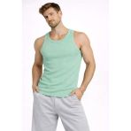 USLUCAN ALIŞVERİŞ Erkek Fitilli Atlet Sıfır Yaka Slim Fit Arka Baskılı Spor Atlet - Mint Yeşili