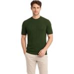 Uslucan Alışveriş Erkek Yazlık Fitilli Triko Tişört Kısa Kol Bisiklet Yaka T-Shirt - Haki - 2XL