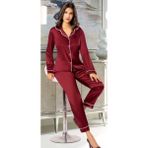 Uslucan Alışveriş Freshness 2045 Saten Gömlek Yaka Patlı Pijama Takımı - Bordo