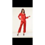 Uslucan Alışveriş Freshness 2045 Saten Gömlek Yaka Patlı Pijama Takımı - Kırmızı
