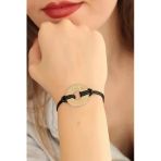Uslucan Alışveriş Happy (Mutlu) Siyah Deri İpli Unisex Mood Bileklik