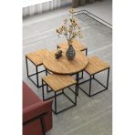 Uslucan Alışveriş Orta Sehpa Ve Zigon Sehpa Oval Lüx 5'Li Set Atlantik Çam