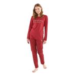 USPA33861KP U.S. Polo Assn. Sıfır Yaka Pamuklu Kışlık Bayan Pijama Takım Kırmızı L