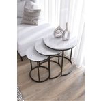 Usta Mekan 3'Lü Beyaz Ayak Siyah Tabla Zigon Servis Salon Sehpa