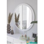 usta mekan Beyaz Ahşap Dekoratif Yuvarlak Antre Hol Koridor Duvar Salon Mutfak Banyo Wc Ofis Aynası 42 Cm