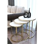 usta mekan Gold Metal Parlak Beyaz Mdf Tabla Zigon Sehpa