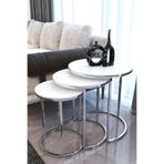 Usta Mekan Gümüş Metal Parlak Beyaz Mdf Tabla Zigon Sehpa