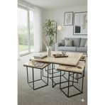 usta mekan Monza 5 li Siyah Krem Mdf 4+1 Kare Orta Sehpa