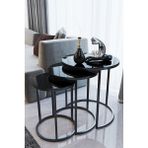 Usta Mekan Siyah Metal Zigon Sehpa Siyah Temperli Cam Ergonomik Tasarım 50,5 42,5 34,5 cm
