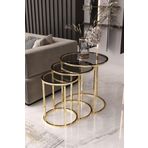 usta mekan Usta Gold Metal Füme Cam 3 lü Zigon Sehpa