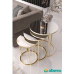 usta mekan Usta Gold Metal Gümüş (DÜZ) Aynalı 3lü Zigon Sehpa