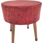 Ustaagac Puf Koltuk Bench Tabure – Bordo Agac Kabugu desen - Ahşap Ayaklı - Doğal Modern Stil