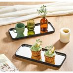 Ustaoğlu Home 2 Li Lüks Plepsi Aynalı Tepsi 15 X 30 Cm - Siyah