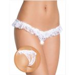 Üstü Fırfırlı Ağı Açık Beyaz Dantel Tanga - String CK270021