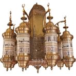 Üstün Avize Cami Avizesi - Medine Model Eskitme Bronz Renk 8 Kollu 90 Cm