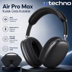 utechno Air Pro Max Anc Bluetooth Kulak Üstü Kulaklık Smart Case Kılıflı Pop-Up Özellikli - Siyah