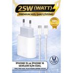 utechno iPhone 15 16 Pro Max Plus Uyumlu Type-C Hızlı Şarj Aleti + Type-C to Type-C Kablo Set 25W (WATT)
