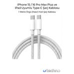 utechno iPhone 15 16 Pro Max Plus ve iPad Uyumlu Type-C Şarj Kablosu 1 Metre Örgü (Hasır) Hızlı Şarj Kablosu