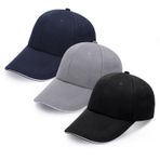 Utensilsto 3 adet beyzbol şapkası, erkek, kadın, şapka, erkek, kadın, güneş koruması, beyzbol kepi, ayarlanabilir beyzbol kepi, koşu, golf ve seyahat için (siyah, açık gri, deniz mavisi)