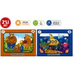 Utku Oyuncak 🧩 2’li Frame Puzzle Seti – Ayı Ailesi ve Denizaltı Macerası - 24 parça