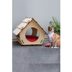 UTKU TASARIM Ahşap Kedi Evi Dekoratif Kedi Kulübesi Kedi Yuvası 45 Cm X 40 Cm