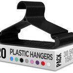 Utopia Home Elbise Askıları - Standart Plastik Askılar Yerden Tasarruf - Dayanıklı Elbise Askıları 20'li Paket (Siyah)