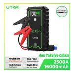 UTRAI JS-1 Pro 16000mAh 2500A Jump Starter Taşınabilir Akü Takviye Cihazı ( Kablosuz Şarj + Pusula + Çanta + Led lamba + Powerbank )