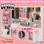 Ütü, Ayna, Tuvalet ve Çamaşır Makinesi Banyo Seti - Modern Banyo Seti - Banyo Oyuncak Seti - Ütü, Kl