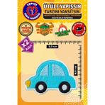 Ütü ile Yapışan Arma Yama, Bebe Mavisi Araba (2 Adet) Ütüyle Yapışan Nakış Dokuma Aplike Patch