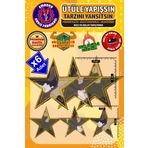 Ütü ile Yapışan Arma Yama, Kamuflaj Yıldız (6 Adet) Ütüyle Yapışan Nakış Dokuma Aplike Patch