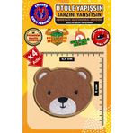Ütü ile Yapışan Arma Yama, Sevimli Ayı (4 Adet) Ütüyle Yapışan Nakış Dokuma Aplike Patch