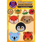 Ütü ile Yapışan Arma Yama, Sevimli Hayvan Set (5 Adet) Ütüyle Yapışan Nakış Dokuma Aplike Patch