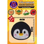 Ütü ile Yapışan Arma Yama, Sevimli Penguen (4 Adet) Ütüyle Yapışan Nakış Dokuma Aplike Patch