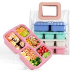 UURFSE Bento yemek kutusu, 5 bölmeli, yeniden kullanılabilir Bento kutusu, 4'lü paket, gıda saklama kapları, iş ve seyahat için bölünmüş buğday samanı kapları (buğday, 5 C)