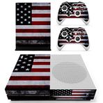 UUShop Protective Vinyl Skin Stickers for Microsoft Xbox One S with Two Free Wireless Controller Decals USA Flag US