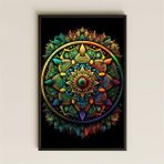 UV Baskılı Mandala Tablo - Neon Mandala
