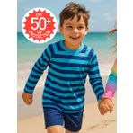 UV Korumalı Çizgili Erkek Çocuk Mayo T-shirt