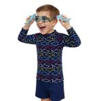 UV Korumalı Erkek Çocuk Mayo T-shirt UVP+50 Faktör Koruma Uzun Kollu Köpekbalığı