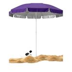 UV Korumalı Plaj ve Balkon Şemsiyesi - Fiberglass Paslanmaz İskelet, Alüminyum Gövde, Canlı Renkler İç Dokumalı Kumaş (Cırt Cırt Hediyeli, Kamp ve Deniz Seyahat Uygun) (MOR)