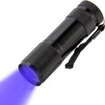 UV LED El Feneri | 9 LED, 395nm | Leke Dedektörü, İdrar ve Evcil Hayvan Lekesi Bulucu, Taşınabilir Mini Fener