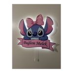 UViolets İsimli Dekoratif Ahşap Baskılı Stitch (Stiç) Çocuk Odası Gece Lambası 32*28