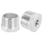 uxcell 1 adet 1 "erkek 1/4" kadın NPT 304 paslanmaz çelik redüktör altıgen burç, azaltılması döküm boru adaptörü montaj sanayi, petrol/gaz, su, HVAC ve sıhhi tesisat sistemleri için