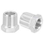 uxcell 1 adet 3/8 "erkek 1/4" kadın NPT 304 paslanmaz çelik redüktör altıgen burç, azaltılması döküm boru adaptörü montaj sanayi, petrol/gaz, su, HVAC ve sıhhi tesisat sistemleri için