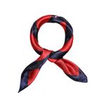 uxcell Kadın çiçek leopar Polka noktalar çizgili baskı kare fular boyun eşarp şal, Kırmızı, 19.68 x 19.68inches